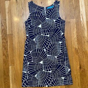 Tori Richard Navy and White Shell Print Mini Dress
